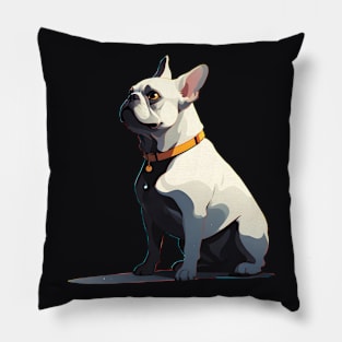 Minimalist Silhouette White Grey French Bulldog Pillow