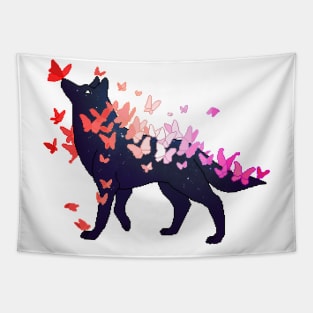 Lesbian Pride Flag Galaxy Wolf Tapestry