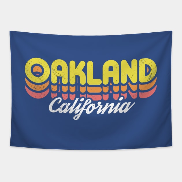 Retro Oakland California Tapestry by rojakdesigns