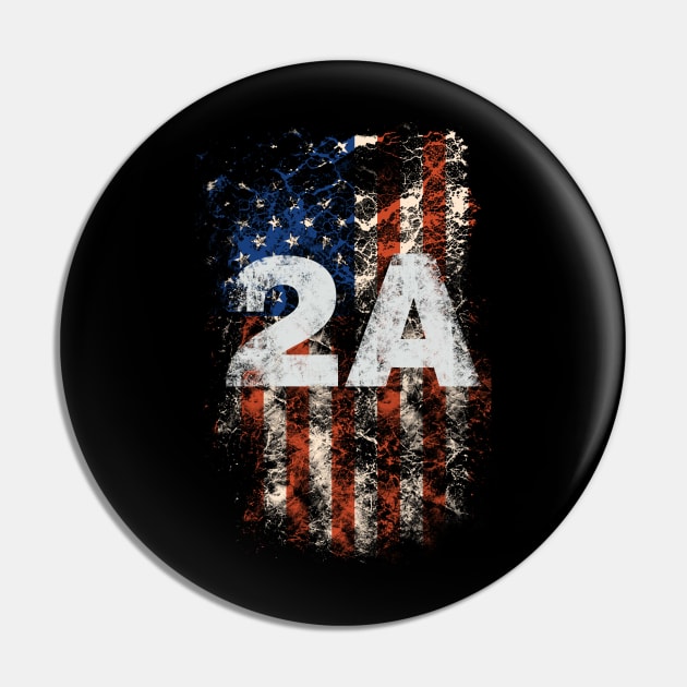 2A Second Amendment American Flag Grunge Pin by Designtigrate