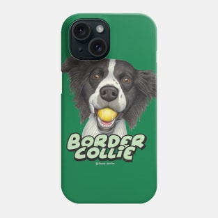 Cute Border Collie Dog with tennis ball toy on Border Collie With Tennis Ball in Mouth Phone Case