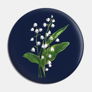 Lily of the valley Flowers Watercolor Painting Pin