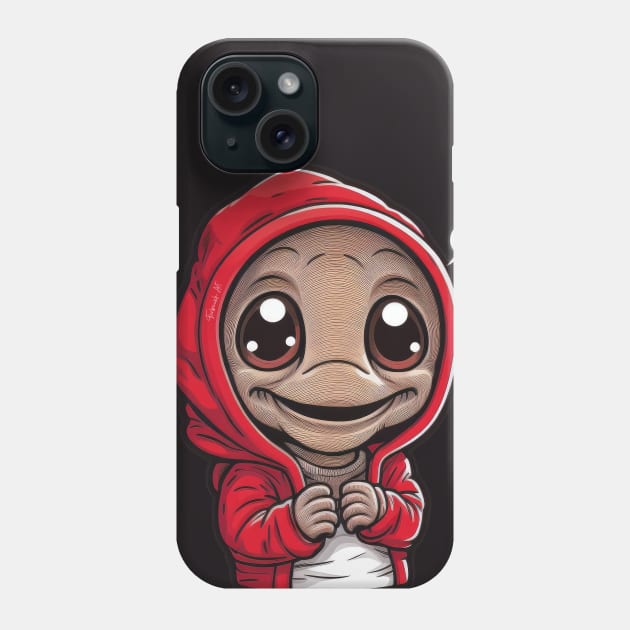 Cool Alien with a Hooded Pullover design #13 Phone Case by Farbrausch Art