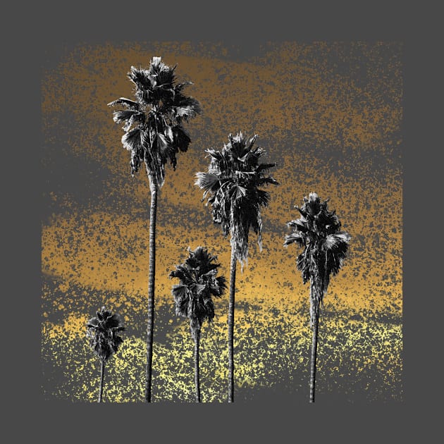 black and white palms against a golden sky by Taya Johnston