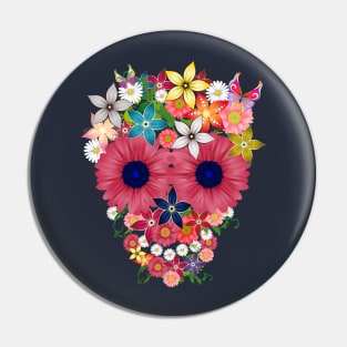 Skull flowers Pin