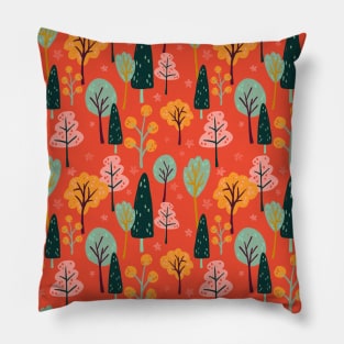 Orange Forest Pattern Pillow