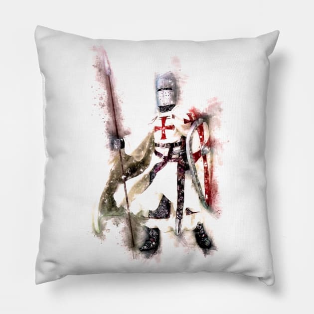 Dominating Templar Shield Cross Spear Medieval Warrior Armor Pillow by Naumovski