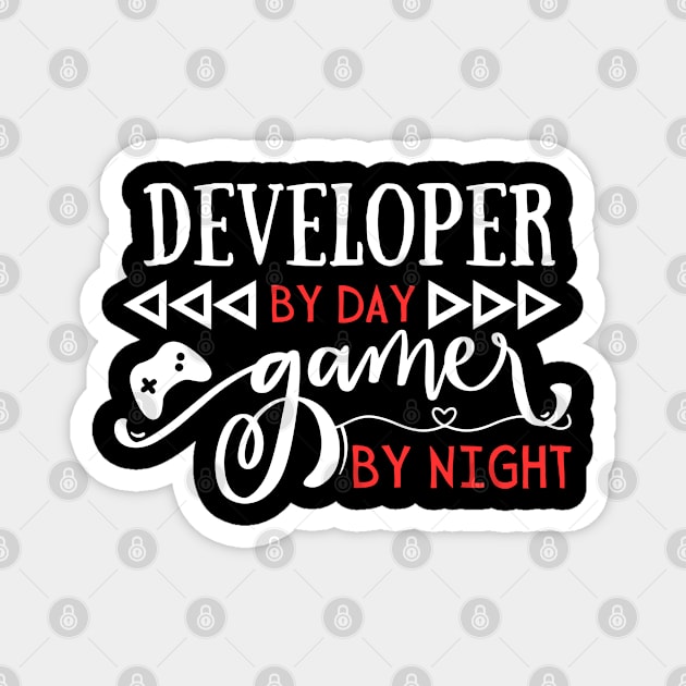 Funny Developer By Day Gamer By Night Magnet by Gravity Zero