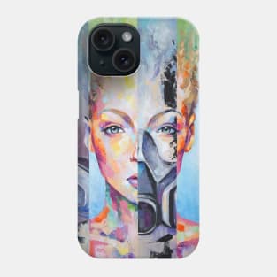 A conceptual picture of two possible scenarios for the development of our planet: an ecological catastrophe and the unity of man with nature. Phone Case