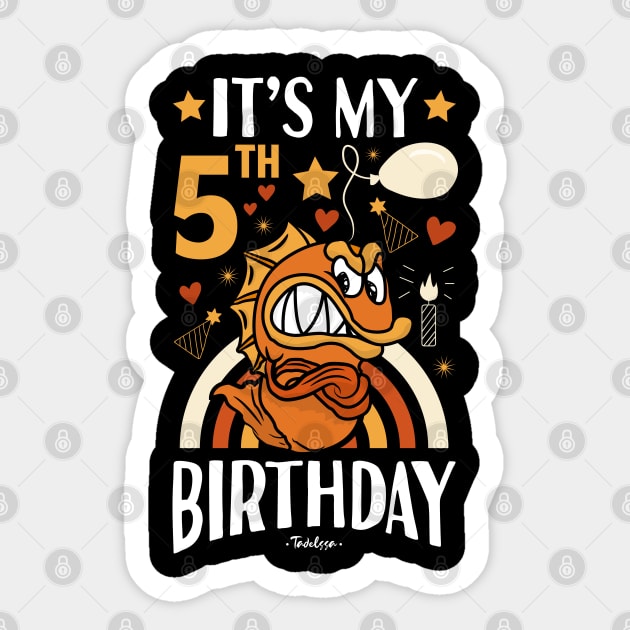 5th Birthday Fish Gifts - 5 Birthday - Sticker