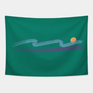 Retro Summer Sunset Waves Tapestry