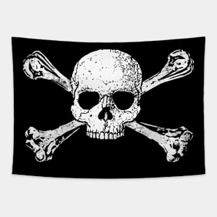 Skull and Crossbones 1 White - Distressed Tapestry