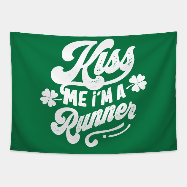 Kiss Me I'm a Runner St Patrick's Day Tapestry by KsuAnn