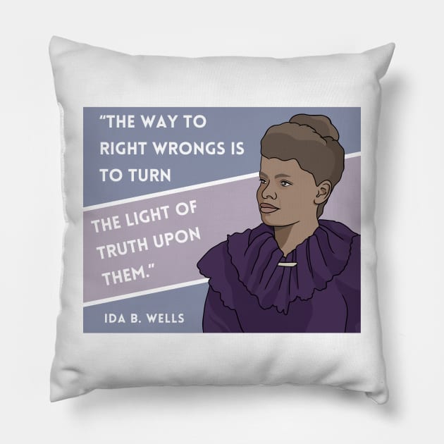 History Quote: Ida B. Wells - "The way to right wrongs.." Pillow by History Tees