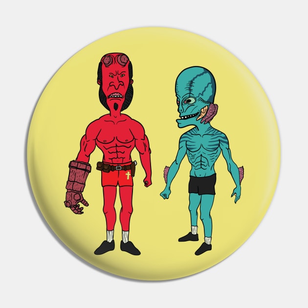 Beav Sapien & HellButt Pin by CalebLindenDesign