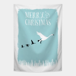 White Christmas Geese Tapestry