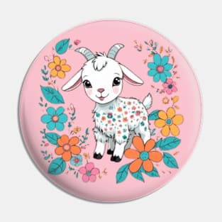 Baby goat gift ideas, floral goat kids tees baby gift kids room decor art wall gift Pin