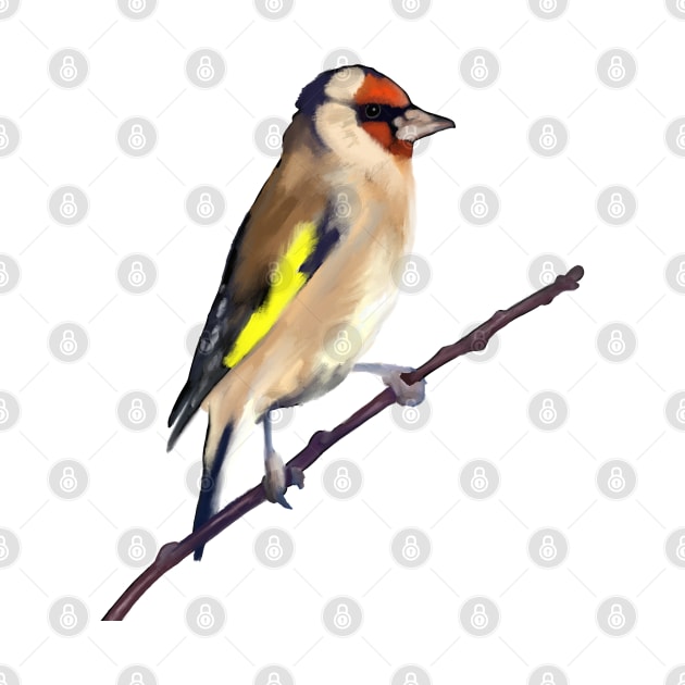 Goldfinch on a twig digital painting by Nigh-designs