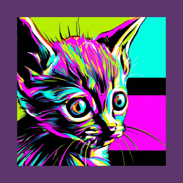 Neon Pop Art Horror Kitten by Star Scrunch