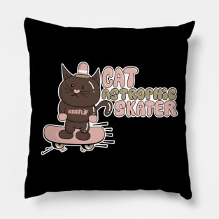 Cat-astrophic Skater - Adorable Feline on a Skateboard Pillow