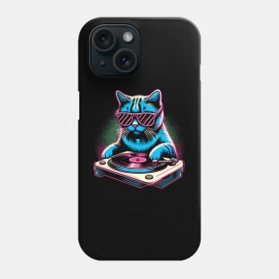 Retro Cat DJ Disco Rave Glow Party Music Funny Cat Phone Case