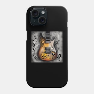 An abstract image of a guitar with musical symbols Phone Case