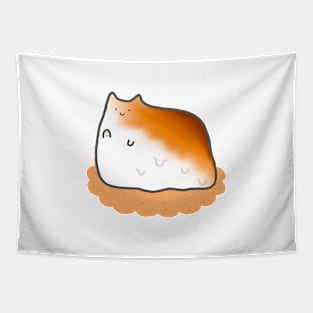 Toasted Marshmallow Cat Simple Cute Sweet Neko Meme Funny Food Anime Tapestry
