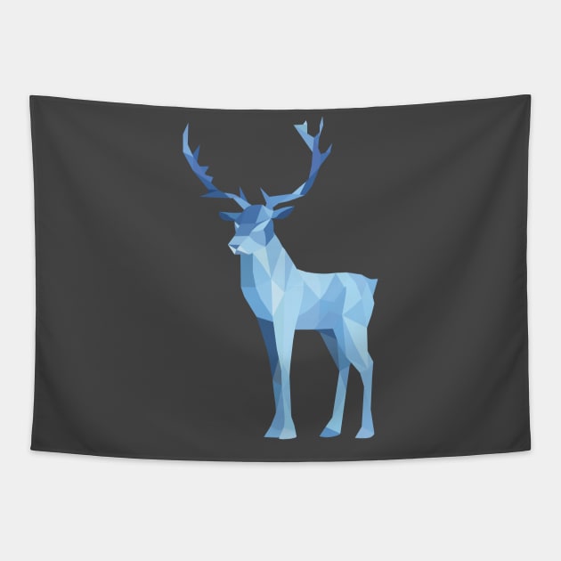 Geometric Stag in Ice Blue Tapestry by shaldesign