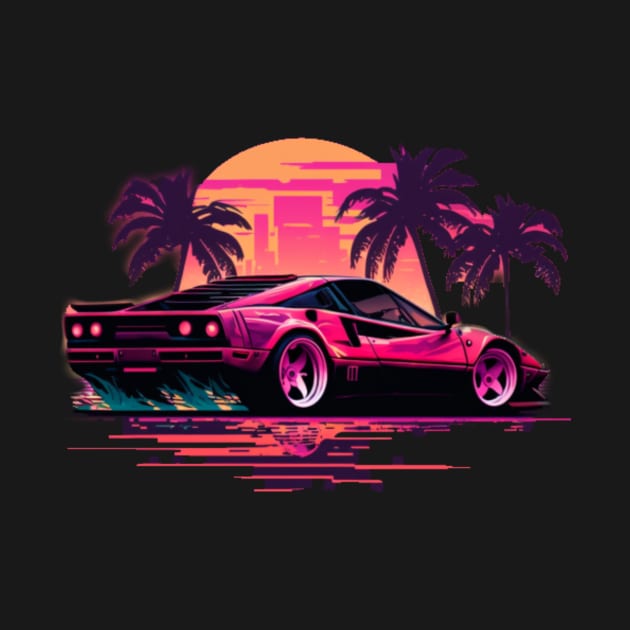 Ferrari Miami Vice synthwave sunset by SpaceCars