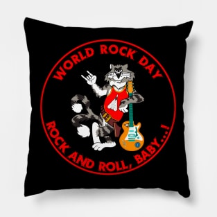 F-14 Tomcat - World Rock Day - Rock and Roll, Baby...! Clean Style Pillow