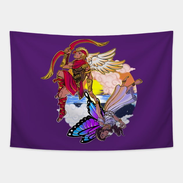 The Legend of Cupid and Psyche-Greek mythology design Tapestry by JustJoshDesigns