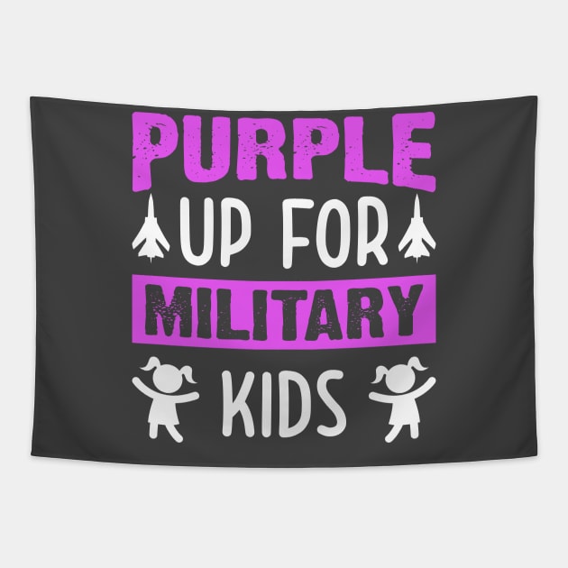 Purple Up For Military Kids Military Child Month USA Tapestry by Rosemat