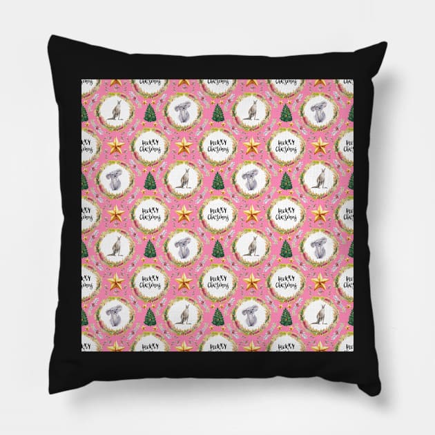 Merry Christmas - An Australian Christmas Print Pillow by annaleebeer