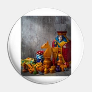 The Queen And Knight With Game Pieces Color Pin