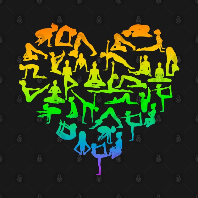 Rainbow Yoga Poses Heart by ALUX