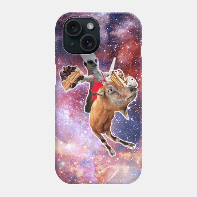 Lemur Riding Goat Unicorn Eating Cake Phone Case by Random Galaxy