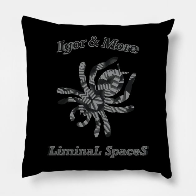 Igor & More Tarantula Liminal Stairs Grey Pillow by IgorAndMore