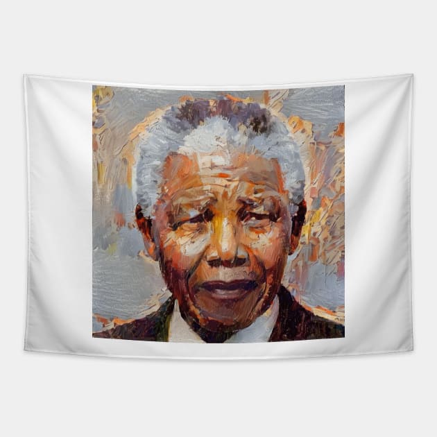 Portrait of Nelson Mandela Tapestry by Naves