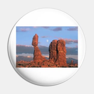 Moon Over Balanced Rock Arches National Park Pin