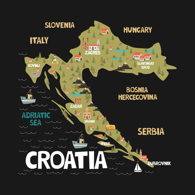 Croatia illustrated map by JunkyDotCom