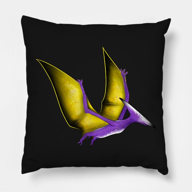 Nonbinary Pride Dinosaur Pillow by Qur0w