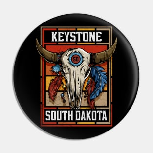 Keystone South Dakota Native American Bison Skull Pin