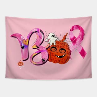 Boo Pumpkin Cute Ghost Pink Ribbon Breast Cancer Halloween Tapestry