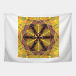 bright orange gold kaleidoscopic pattern and hexagonal design Tapestry