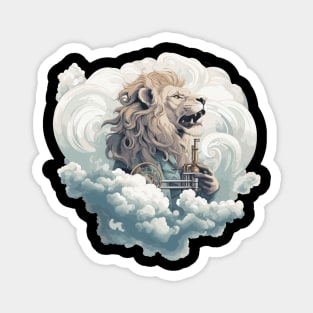 Lion With A Trumpet In the Clouds Magnet