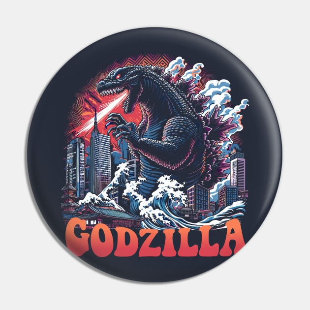 Godzilla King of the Mosters Pin by RFTR Design