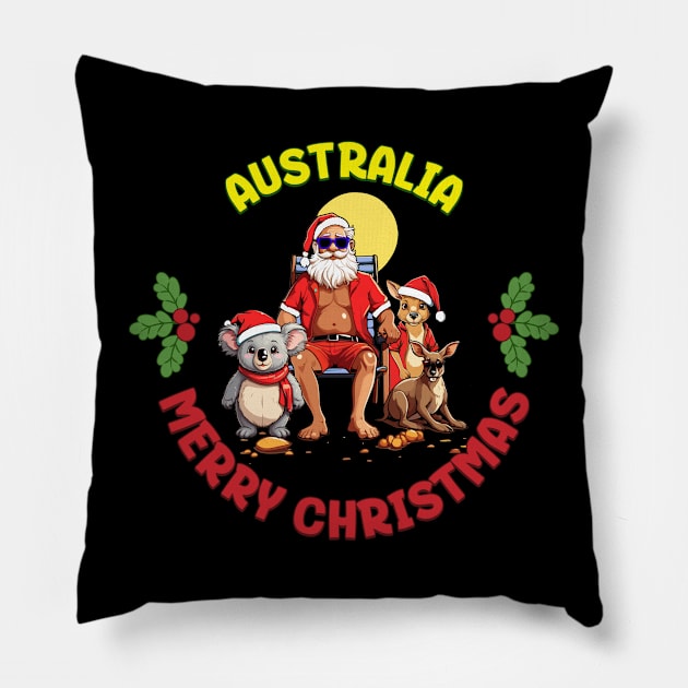 Australian Christmas Pillow by BishBashBosh