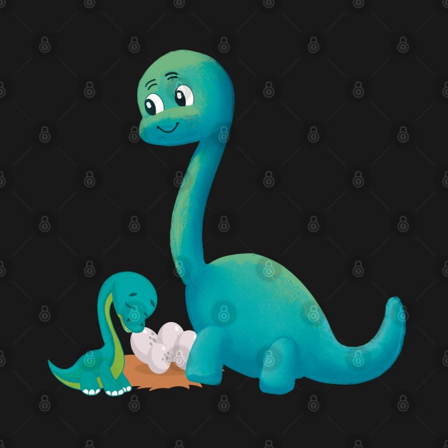 Dinosaur Mom with Baby and Dino Eggs by FlippinTurtles