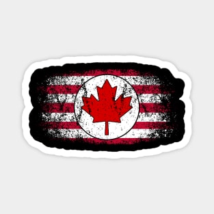 American / Canadian Flag - Vintage Distressed Magnet