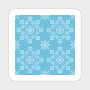 Snow flakes sky blue pattern Magnet